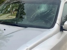 Smashed windshield