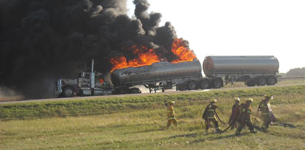 Double tanker fire