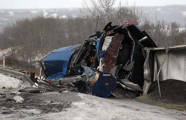 Semi-trailer collision