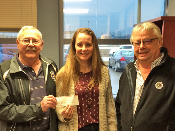 Lion's Club member Hank Klassen, Headway Coordinator Brenda Brown and Lion's member, Benji Friesen.